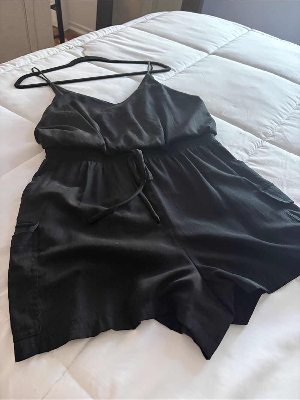 Black Spaghetti Strap V-Neck Womens romper